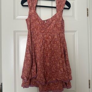 Free People Red and Purple Floral Mini Dress